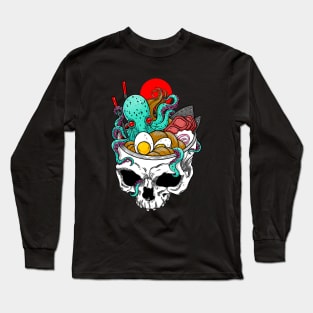 Kawaii Japanese Anime Skeleton Ramen Halloween Long Sleeve T-Shirt